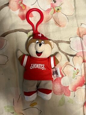 Vintage Shoney's Bear 5" Keychain Clip Plush Mascot Retired Restaurant Diner